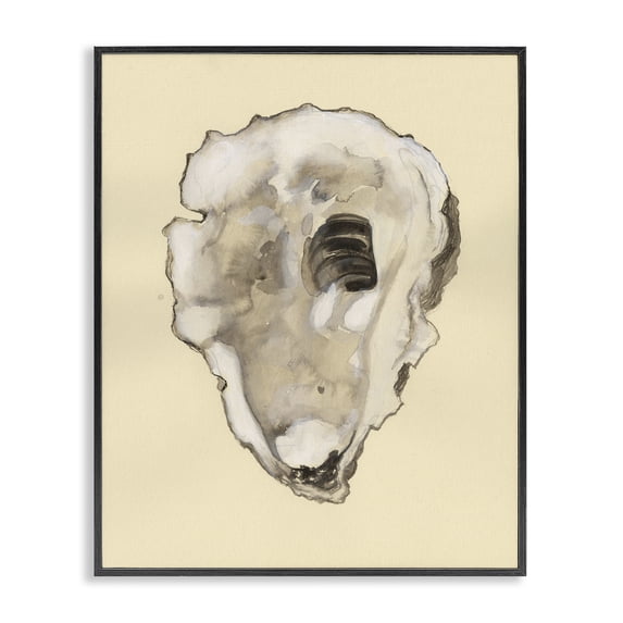 Stupell Industries Coastal Beige Oyster Shape Black Framed Giclee Art, 11 x 14, by Michael Willett