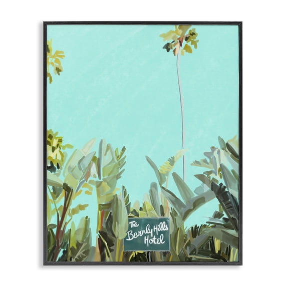 Stupell Industries Coastal Beverly Hills Hotel Tropical Palms Black Framed Giclee Art, 11 x 14, by Amelia Noyes
