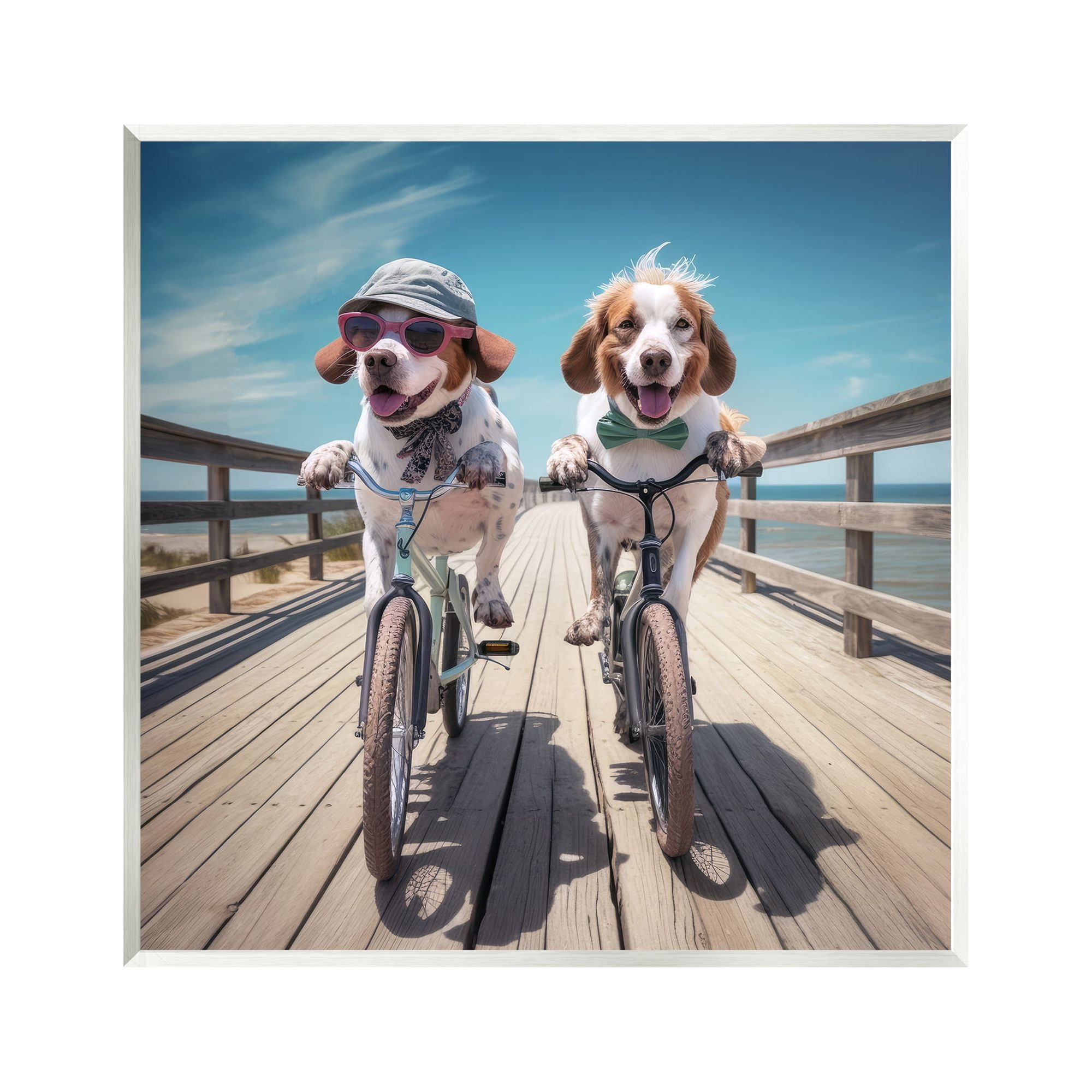 Stupell Industries Coastal Bicycle Dogs Animals & Insects Painting Unframed Art Print Wall Art, 12 x 12