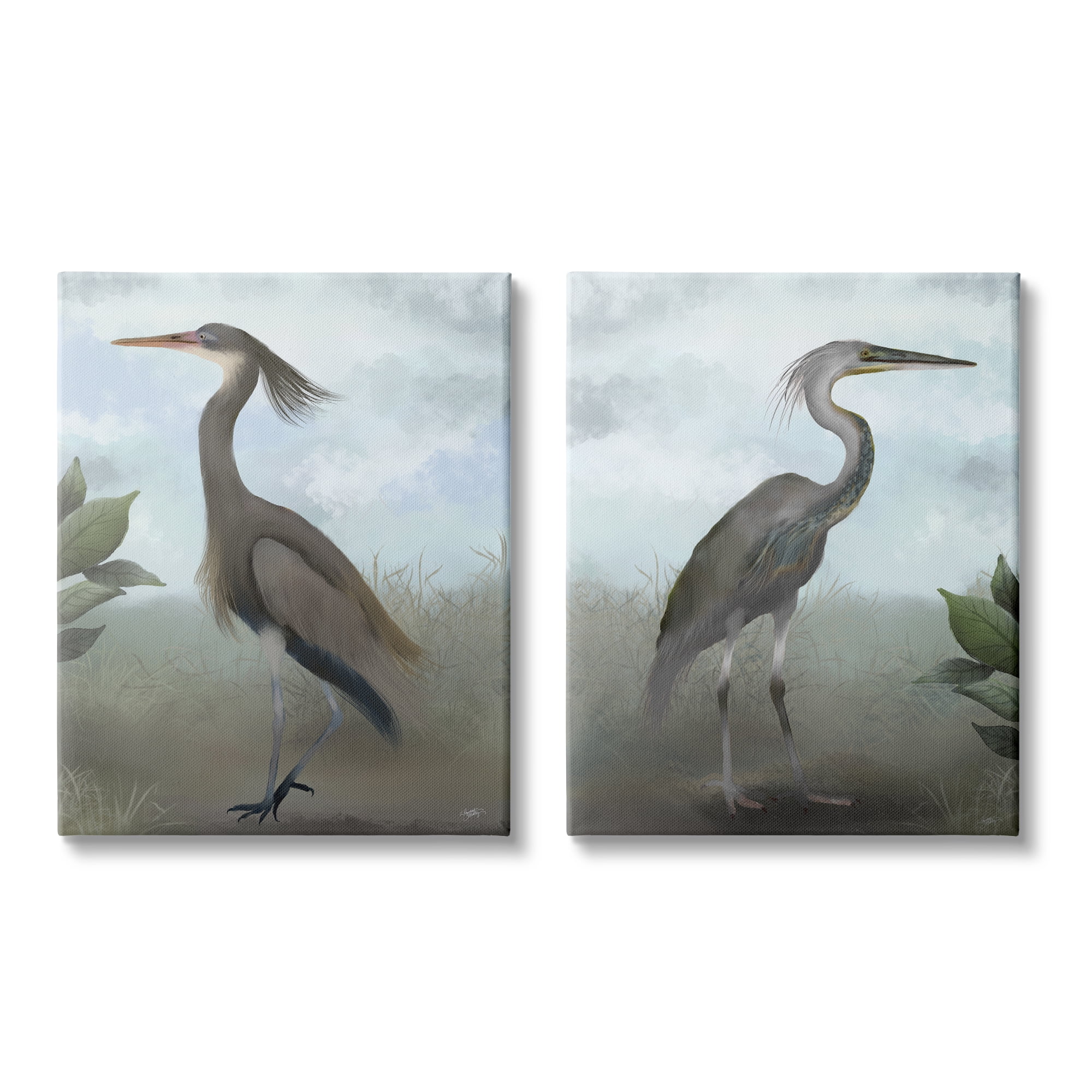 Stupell Industries Coastal Birds Gazing Animals & Insects Painting Gallery Wrapped Canvas Art Print Wall Art, 24 x 30, Set of 2