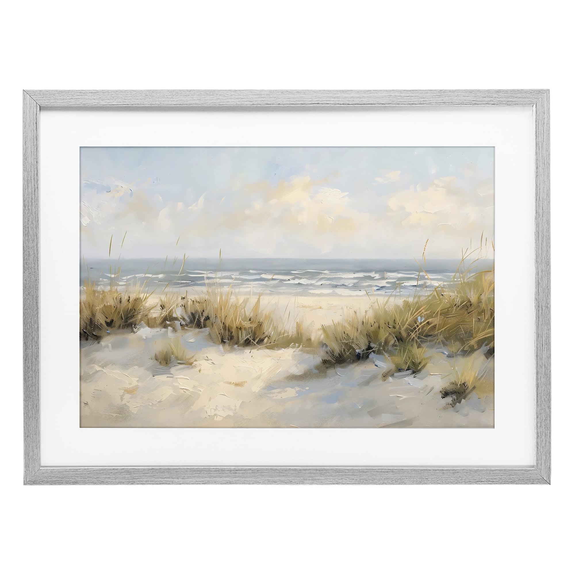 Stupell Industries Coastal Birds Over Dunes Gray Framed Print Under Glass, design by Creative Studio