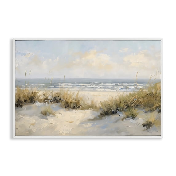 Stupell Industries Contemporary Coastal Birds Over Dunes White Framed Giclee Art, 30 x 20, by Creative Studio