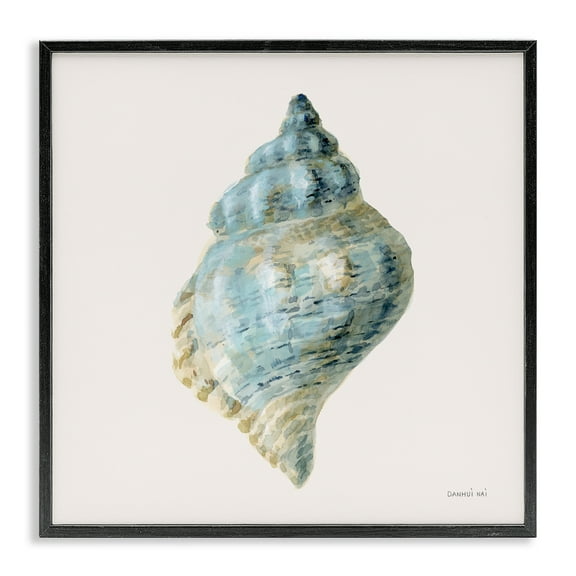 Stupell Industries Coastal Bliss Conch Shell Black Framed Giclee Art design by Danhui Nai, 17 x 17