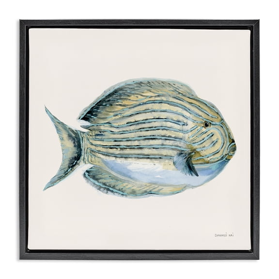 Stupell Industries Coastal Bliss Fish Black Framed Floater Canvas Wall Art design by Danhui Nai, 25 x 25