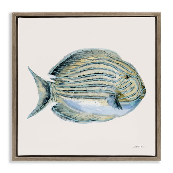 Stupell Industries Coastal Bliss Fish Brown Framed Floater Canvas Wall Art design by Danhui Nai, 25 x 25