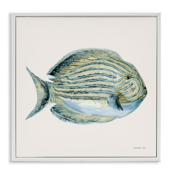 Stupell Industries Coastal Bliss Fish White Framed Giclee Art design by Danhui Nai, 12 x 12
