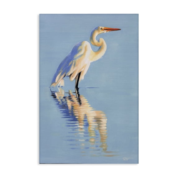 Stupell Industries Coastal Blue Egret Reflection Canvas Art, 24 x 36, by D. Rust