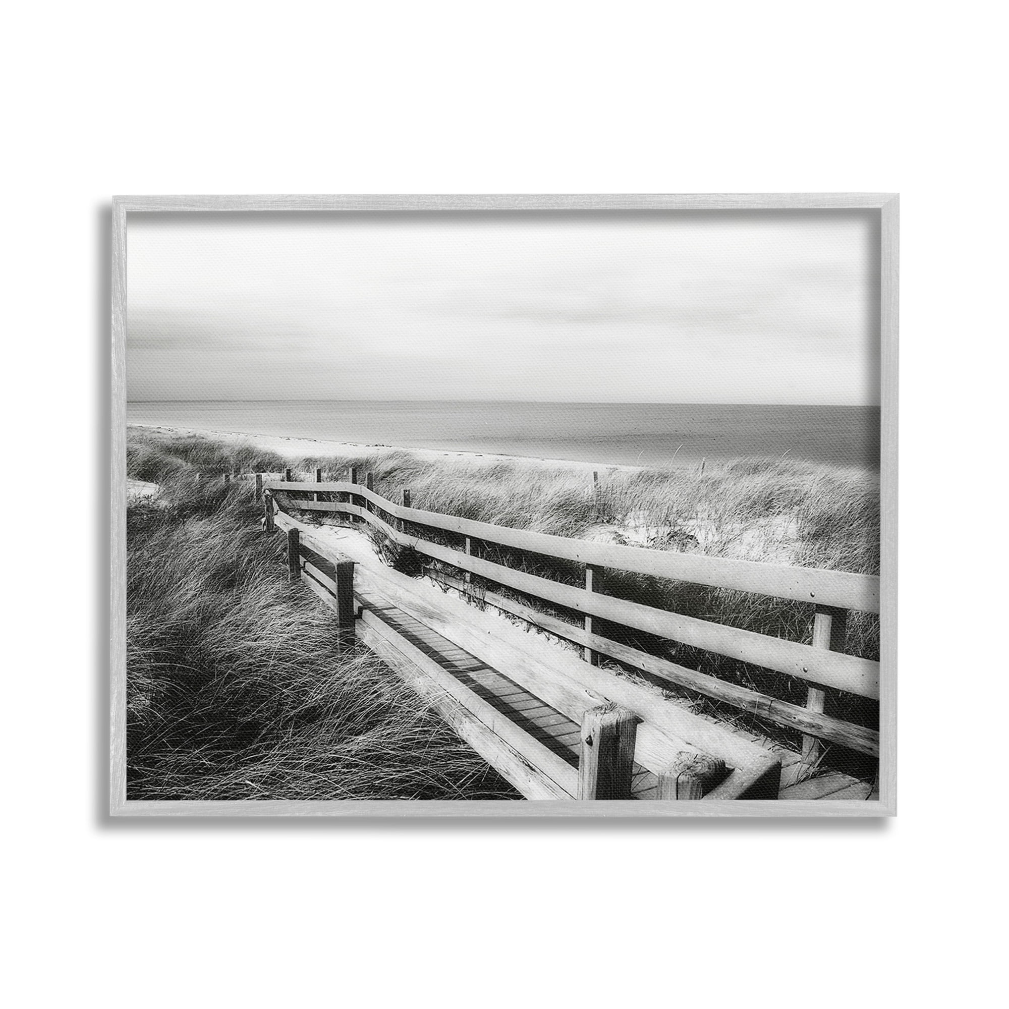 Stupell Industries Coastal Boardwalk Landscape Landscape Photography Gray Framed Art Print Wall Art, 20 x 16