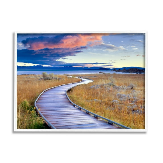 Stupell Industries Coastal Boardwalk Sunset Coastal Photography White Framed Art Print Wall Art