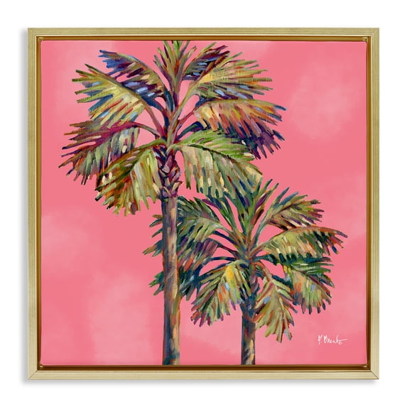 Stupell Industries Coastal Bondi Palms on Pink Gold Floating Frame Canvas Art, 25 x 25, by Paul Brent