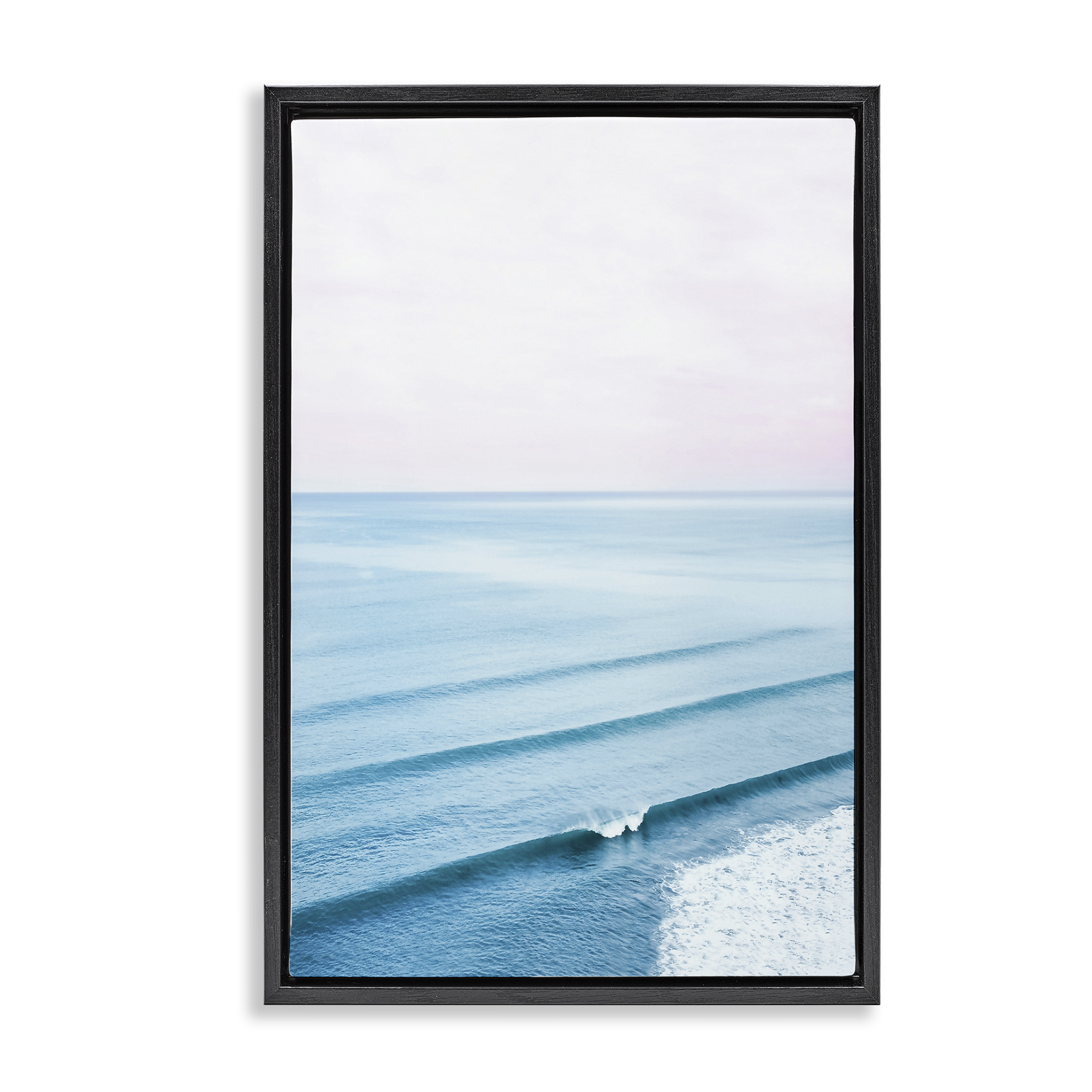 Stupell Industries Coastal Breaking Wave Nautical & Beach Photography Black Floater Framed Canvas Art Print Wall Art, 17 x 25