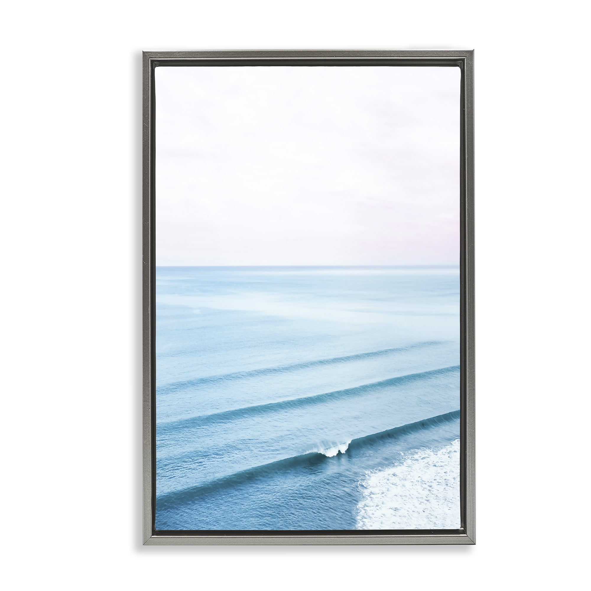 Stupell Industries Coastal Breaking Wave Nautical & Beach Photography Gray Floater Framed Canvas Art Print Wall Art, 17 x 25