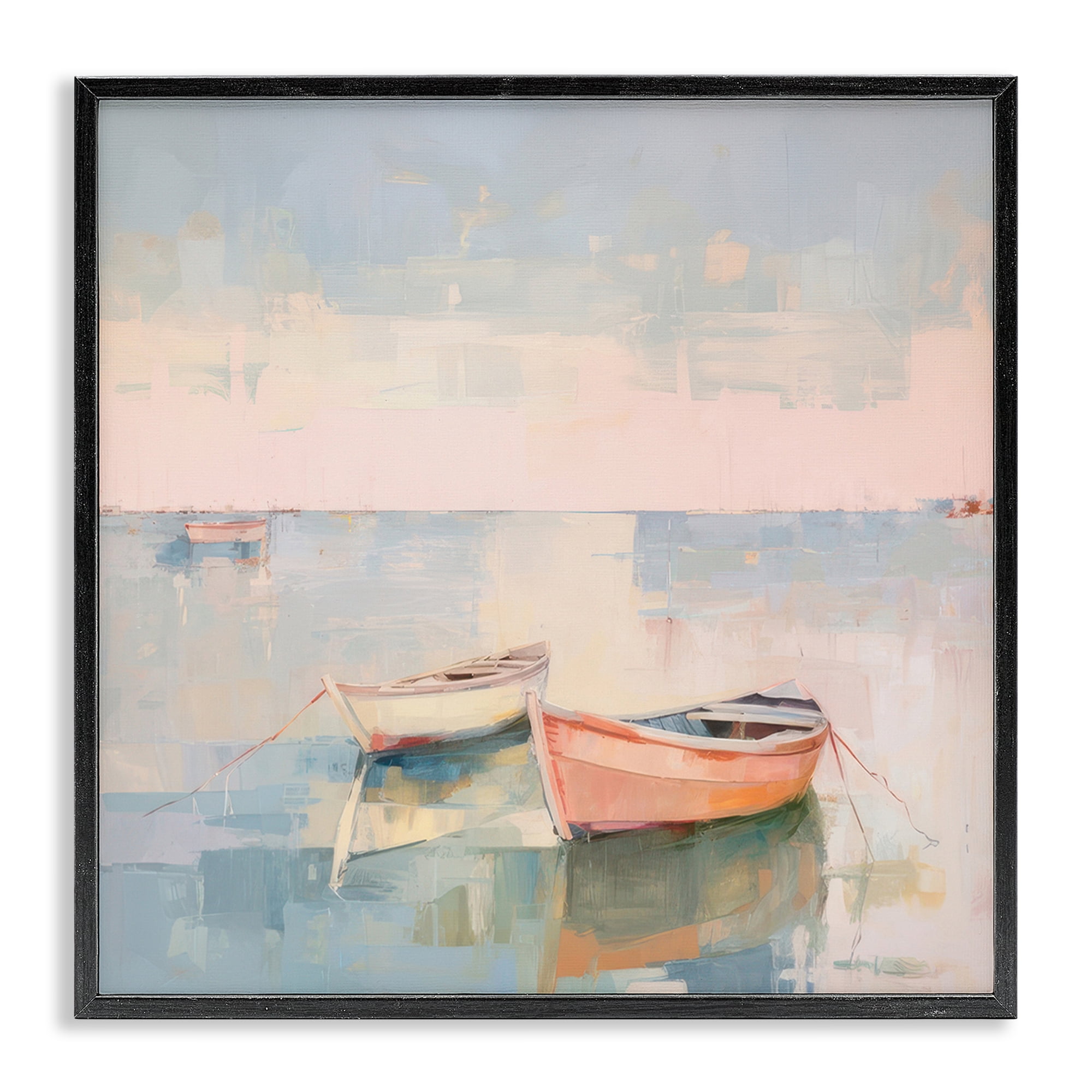 Stupell Industries Coastal Breeze Sailing Nautical & Beach Painting Black Framed Art Print Wall Art, 17 x 17