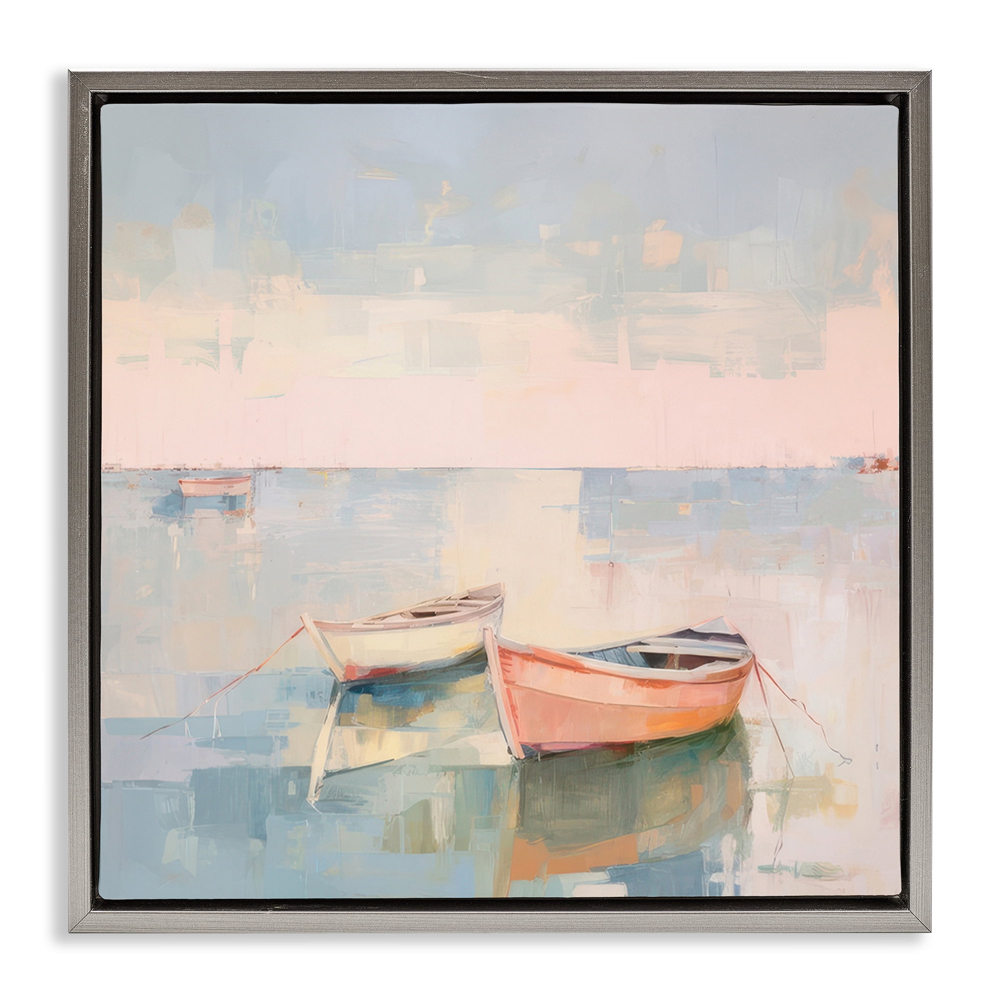Stupell Industries Coastal Breeze Sailing Nautical & Beach Painting Gray Floater Framed Canvas Art Print Wall Art, 25 x 25