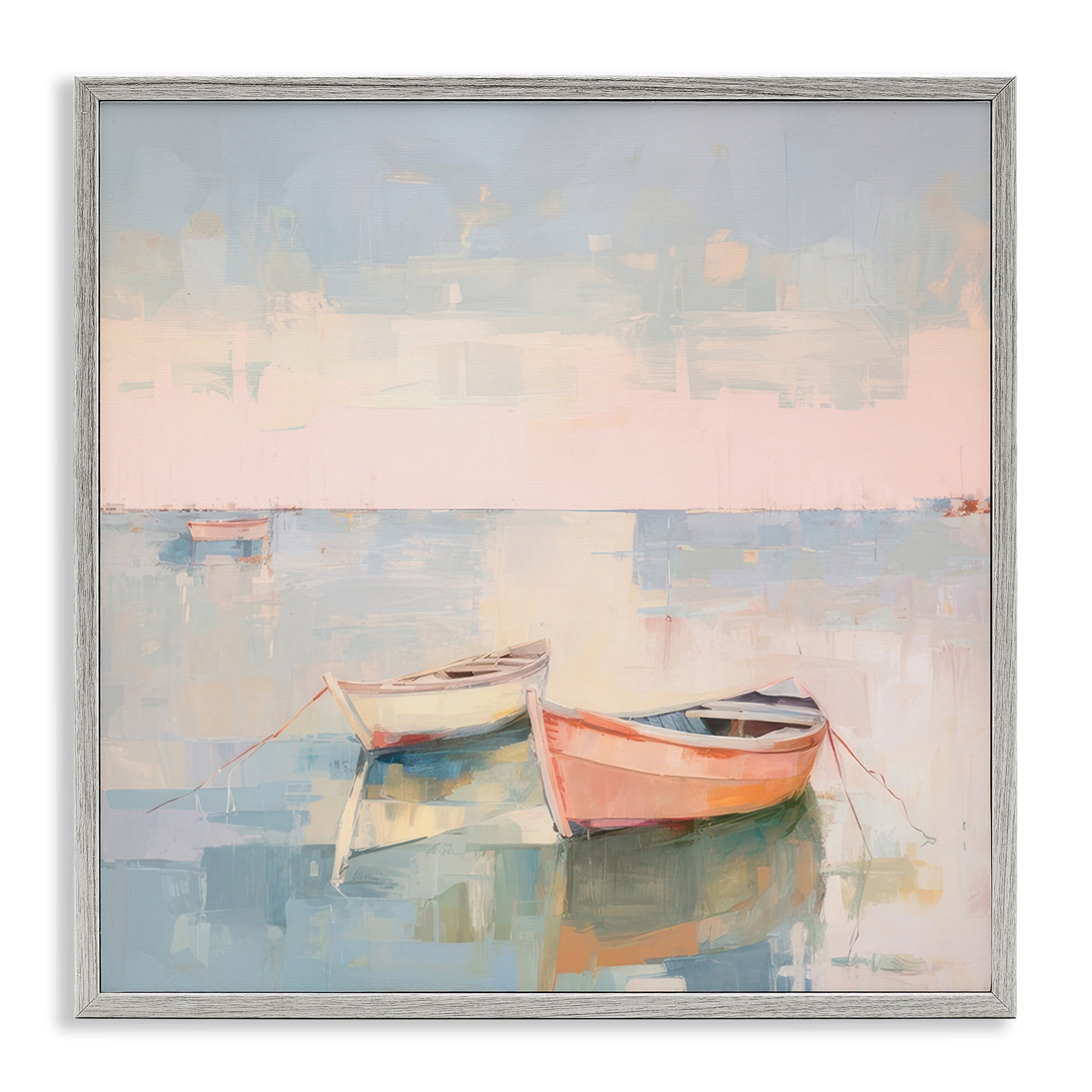Stupell Industries Coastal Breeze Sailing Nautical & Beach Painting Gray Framed Art Print Wall Art, 17 x 17