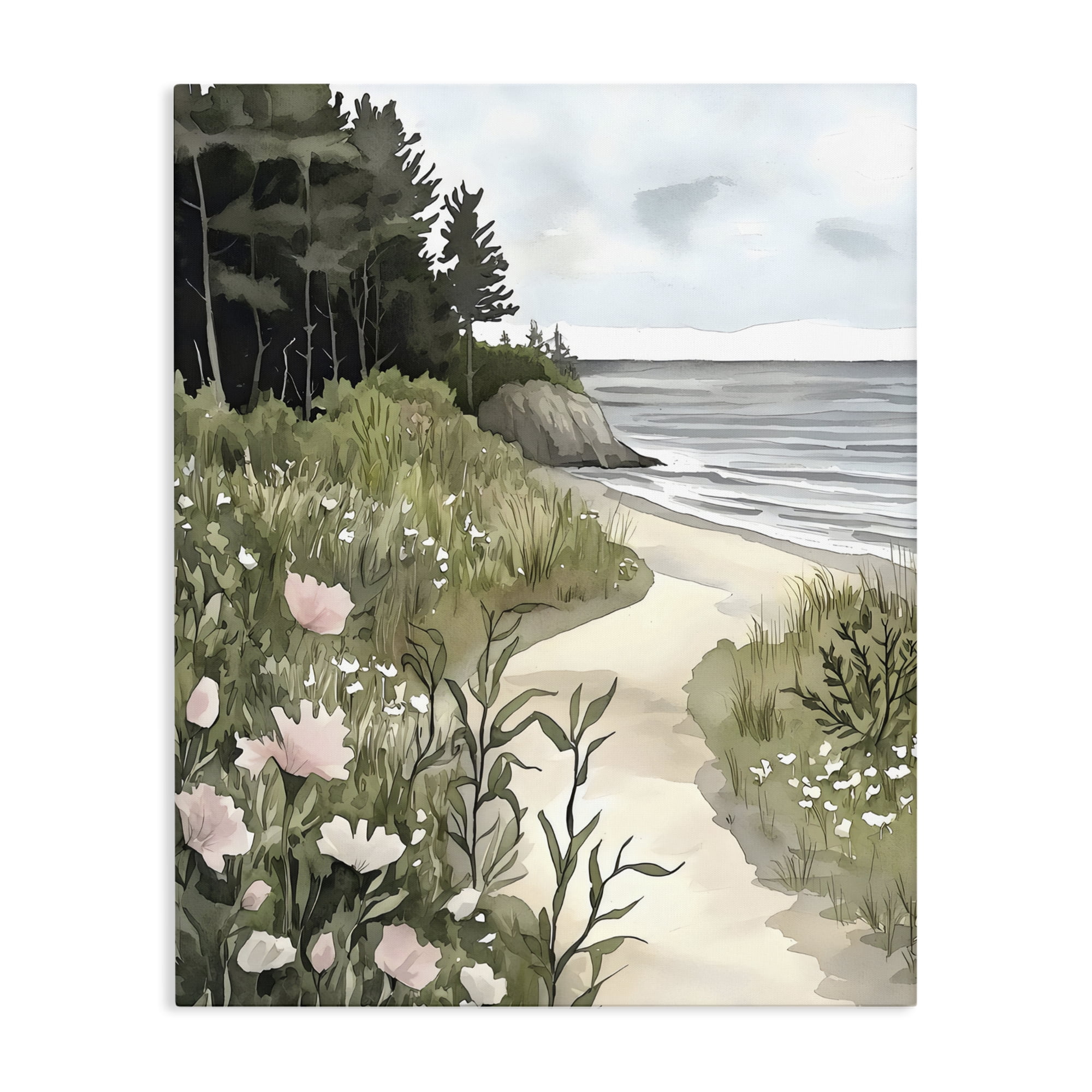 Stupell Industries Coastal Calm Floral Pathway Canvas Wall Art, design by Riley B