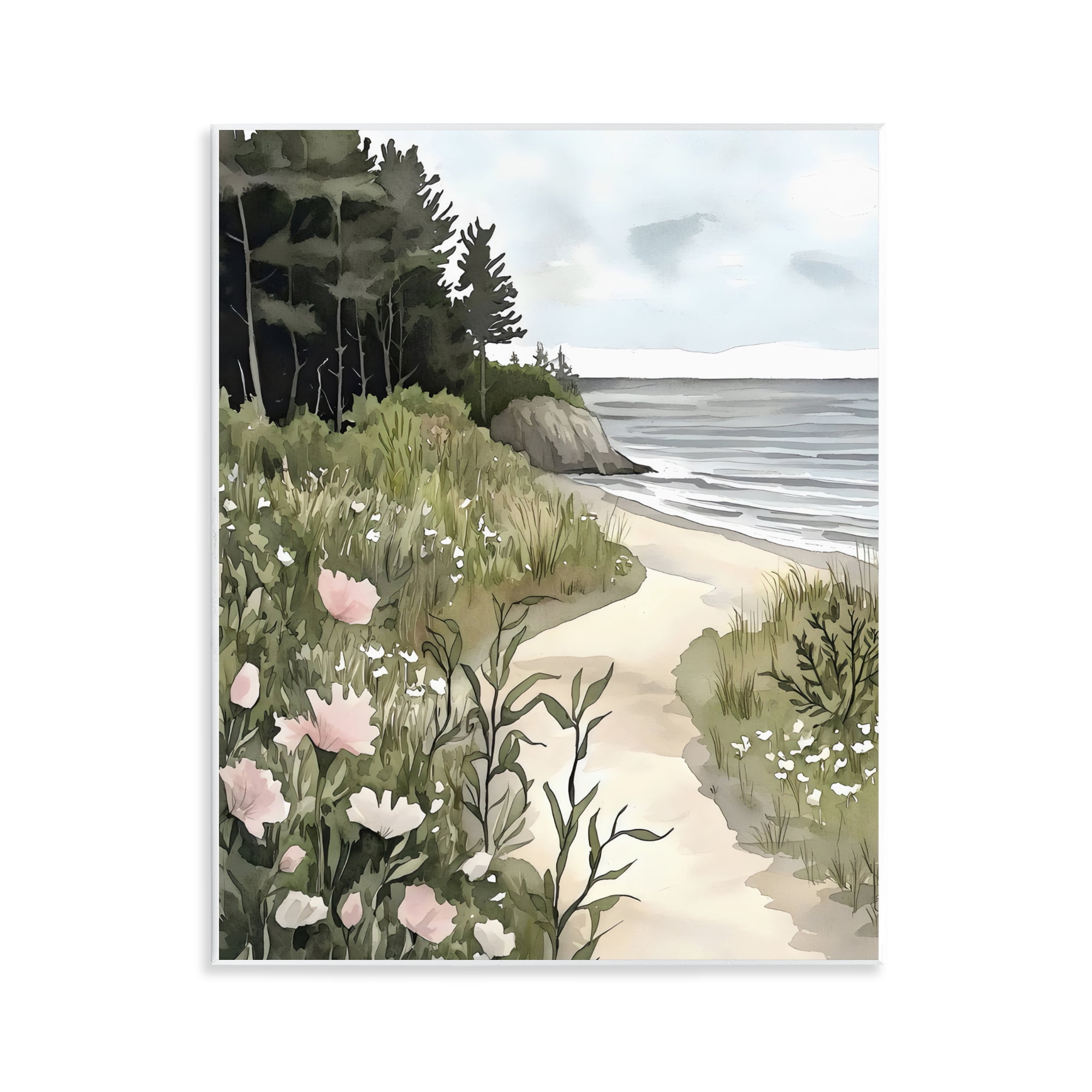 Stupell Industries Coastal Calm Floral Pathway Wall Plaque Art, design by Riley B