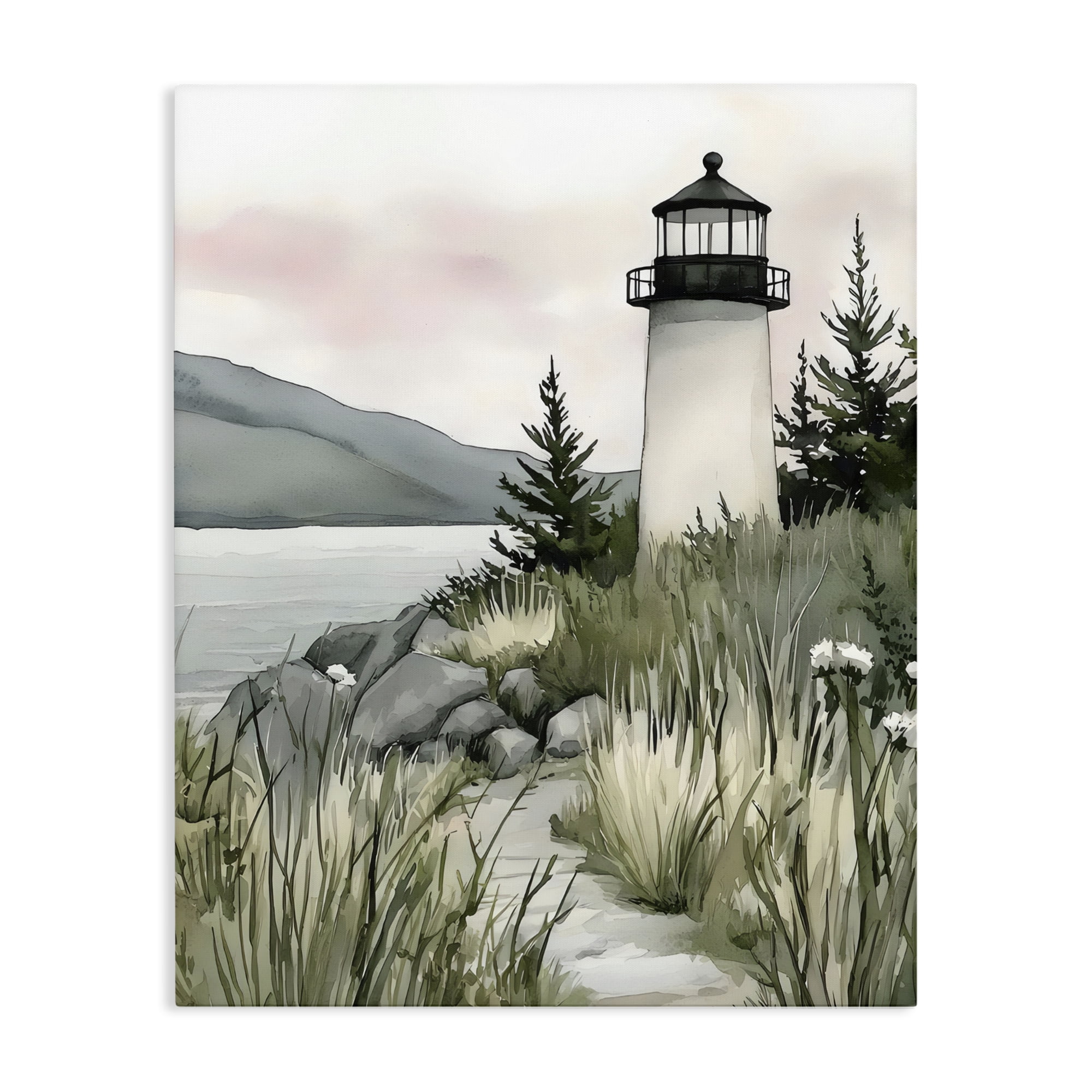 Stupell Industries Coastal Calm Lighthouse Canvas Wall Art, design by Riley B