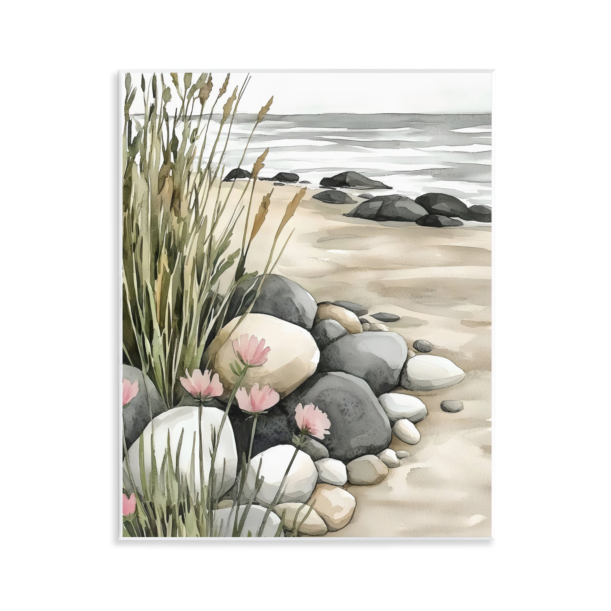 Stupell Industries Coastal Calm Pebbles Wall Plaque Art, design by Riley B
