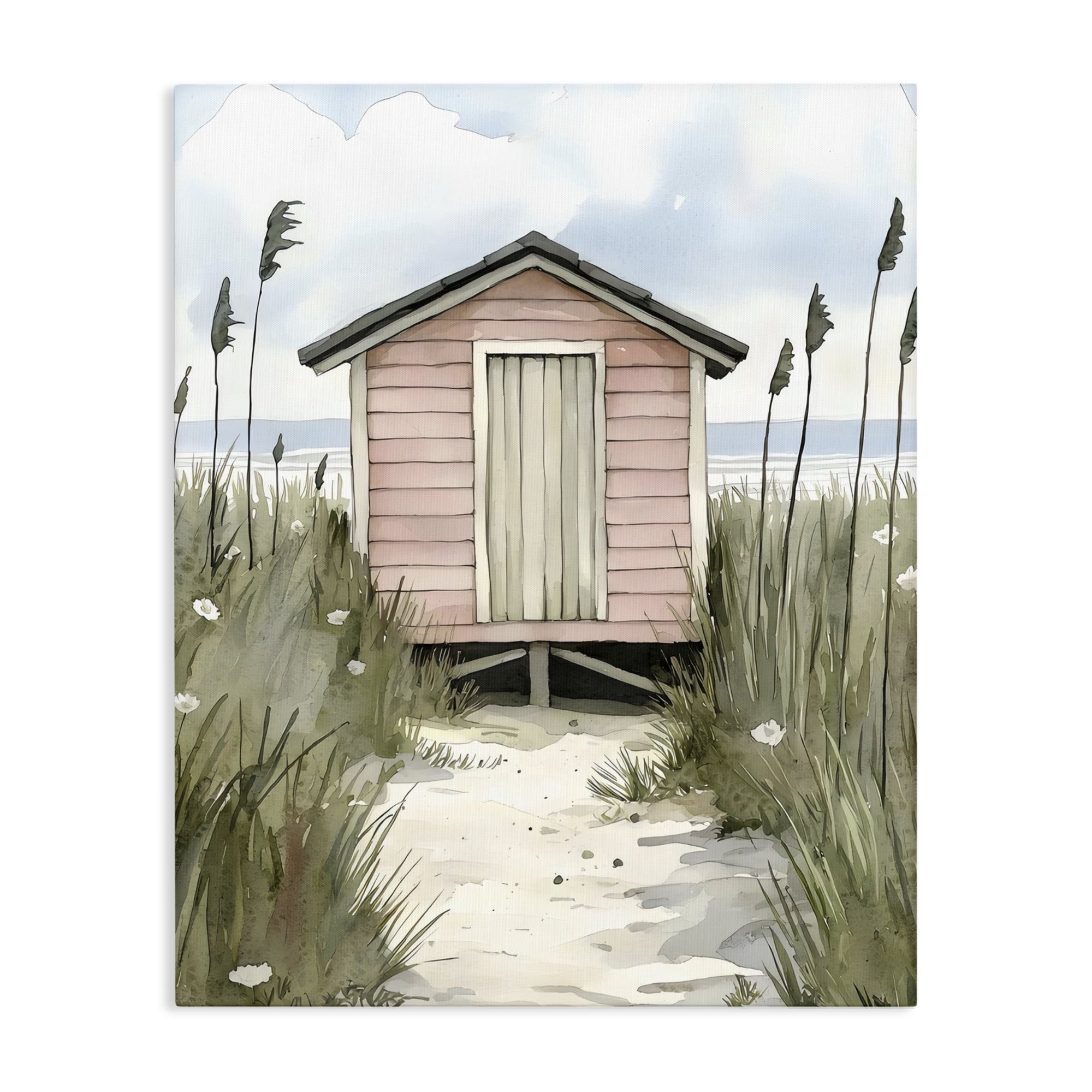Stupell Industries Coastal Calm Pink Beach Hut Canvas Wall Art, design by Riley B
