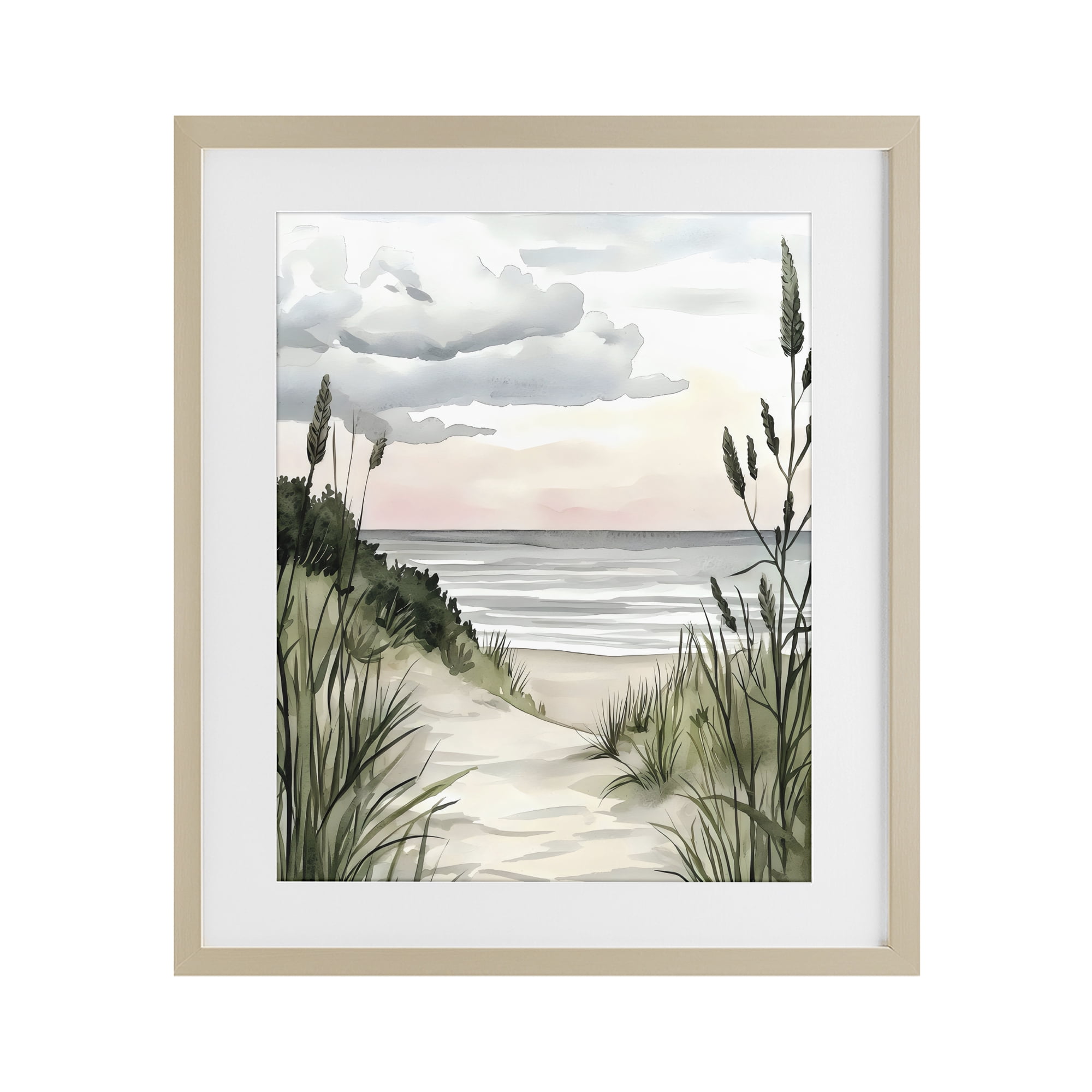 Stupell Industries Coastal Calm Seaside Dunes Birch Framed Print Under Glass, design by Riley B