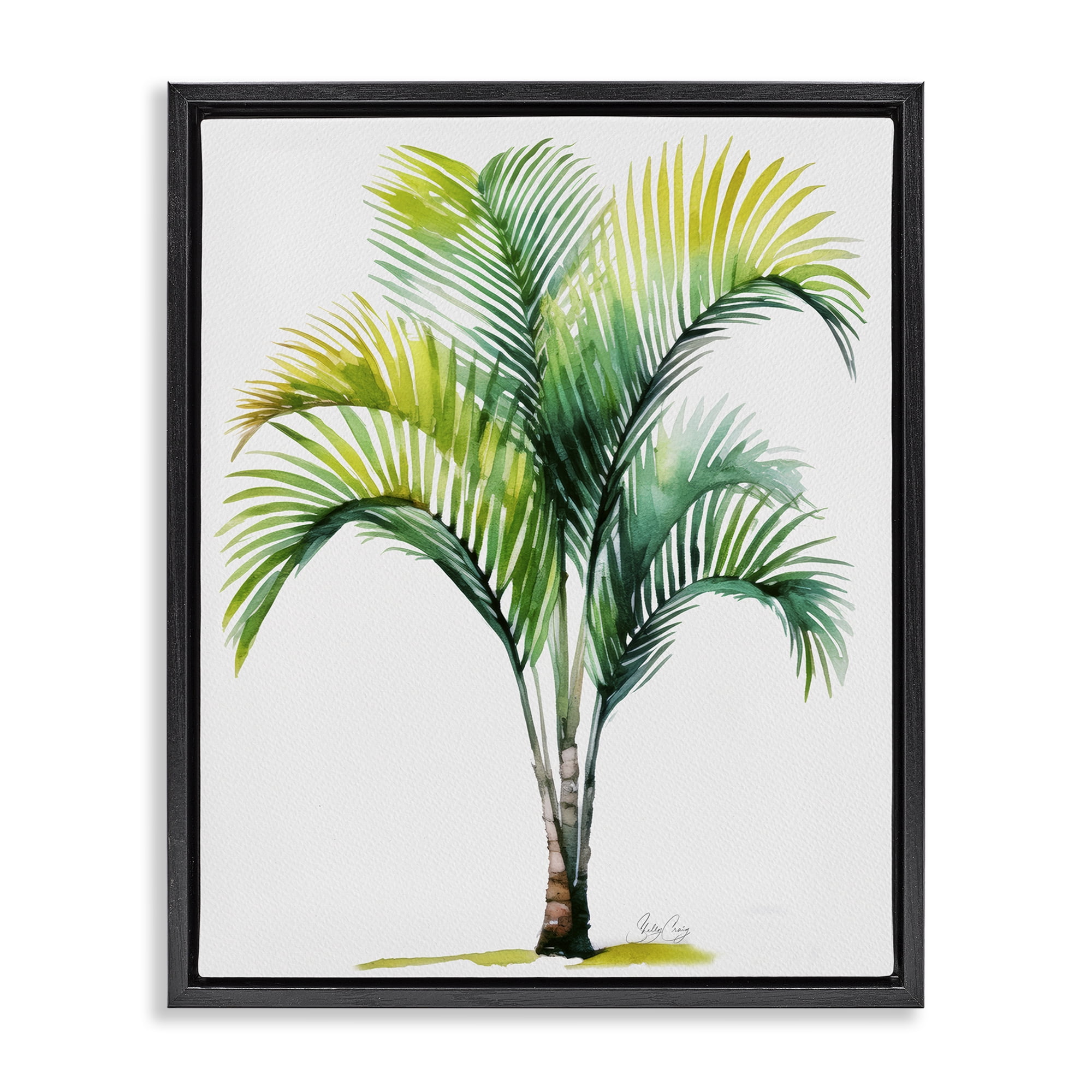 Stupell Industries Coastal Canopy Palm Tree Black Framed Floater Canvas Wall Art, design by Shelly Craig