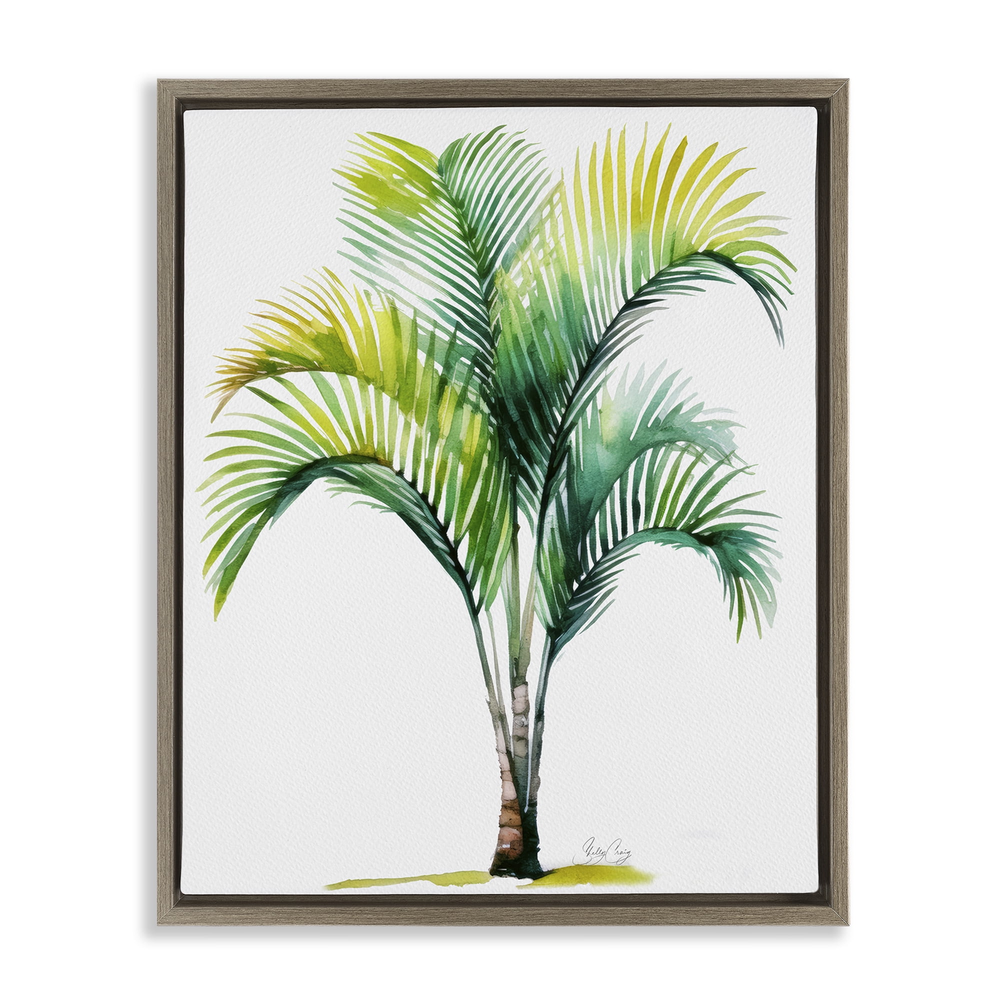 Stupell Industries Coastal Canopy Palm Tree Brown Framed Floater Canvas Wall Art, design by Shelly Craig