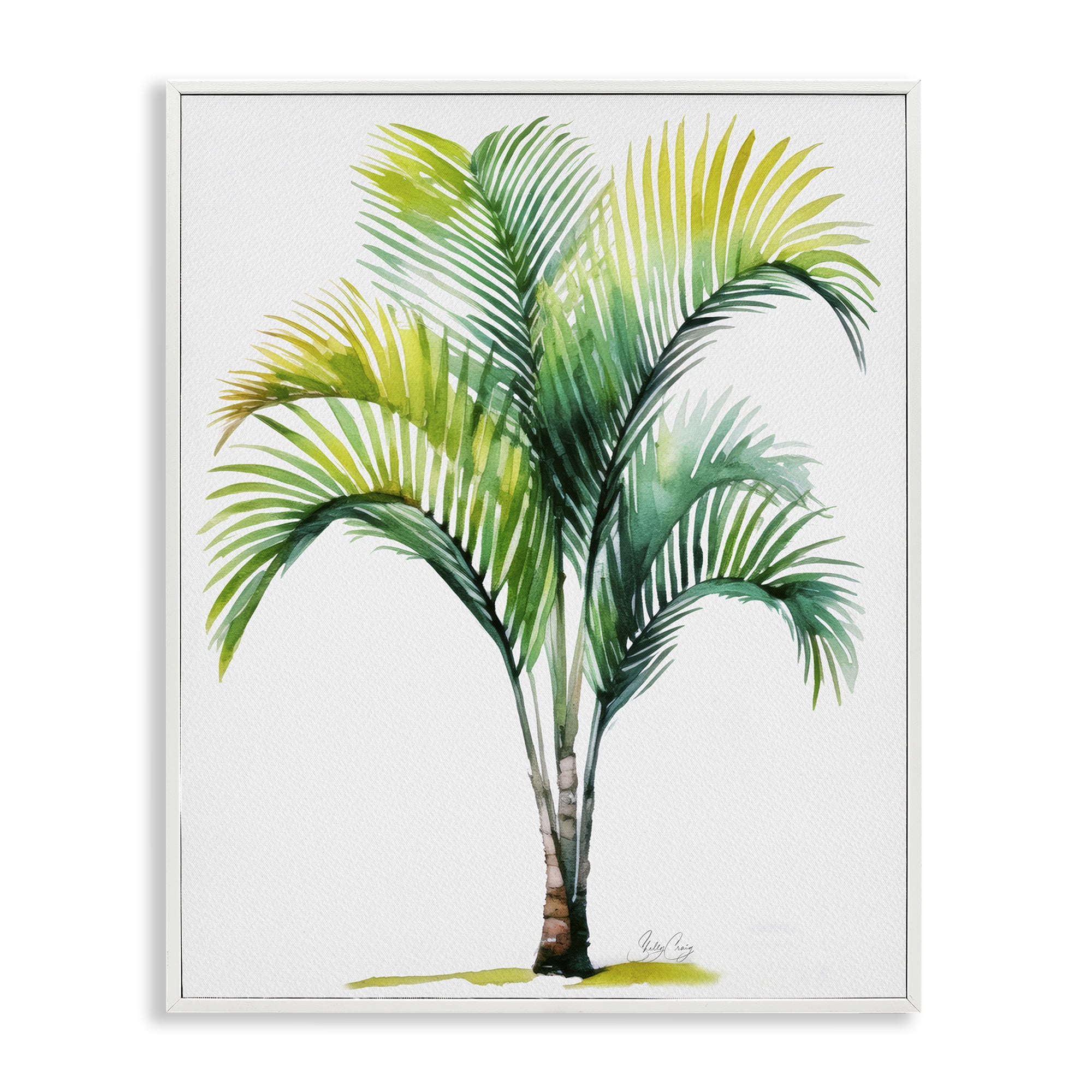 Stupell Industries Coastal Canopy Palm Tree White Framed Giclee Art, design by Shelly Craig