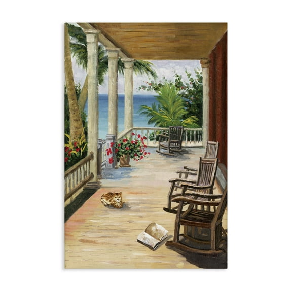 Stupell Industries Coastal Cape Cabin Coastal Painting Gallery Wrapped Canvas Art Print Wall Art, 16 x 24
