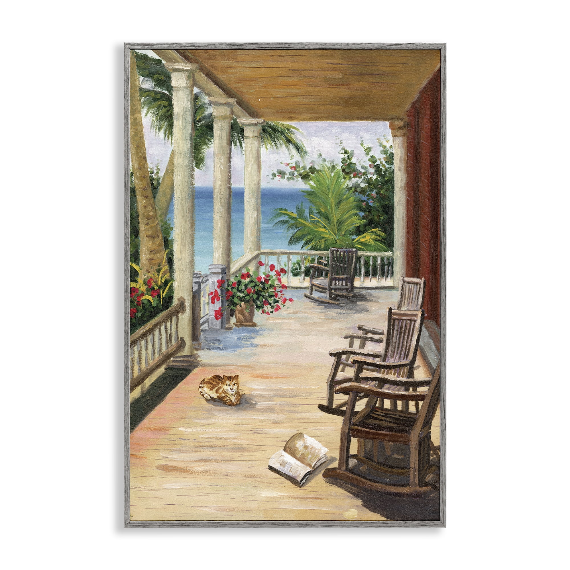 Stupell Industries Coastal Cape Cabin Coastal Painting Gray Framed Art Print Wall Art, 12 x 18