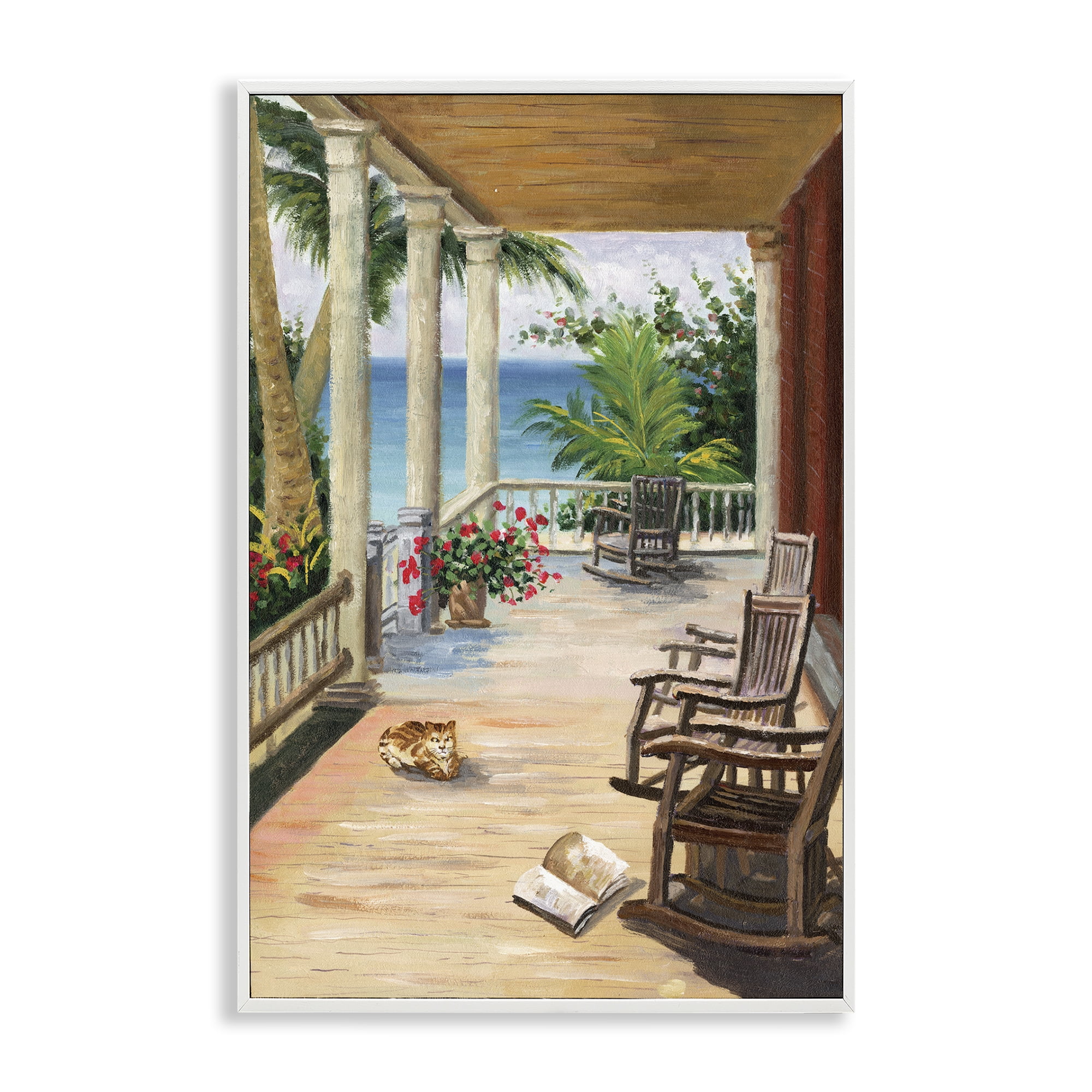 Stupell Industries Coastal Cape Cabin Coastal Painting White Framed Art Print Wall Art, 20 x 30