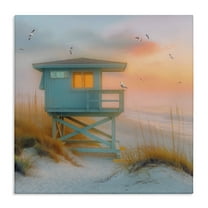Stupell Industries Coastal Charm Beach Coastal Painting Gallery Wrapped Canvas Art Print Wall Art, 17 x 17