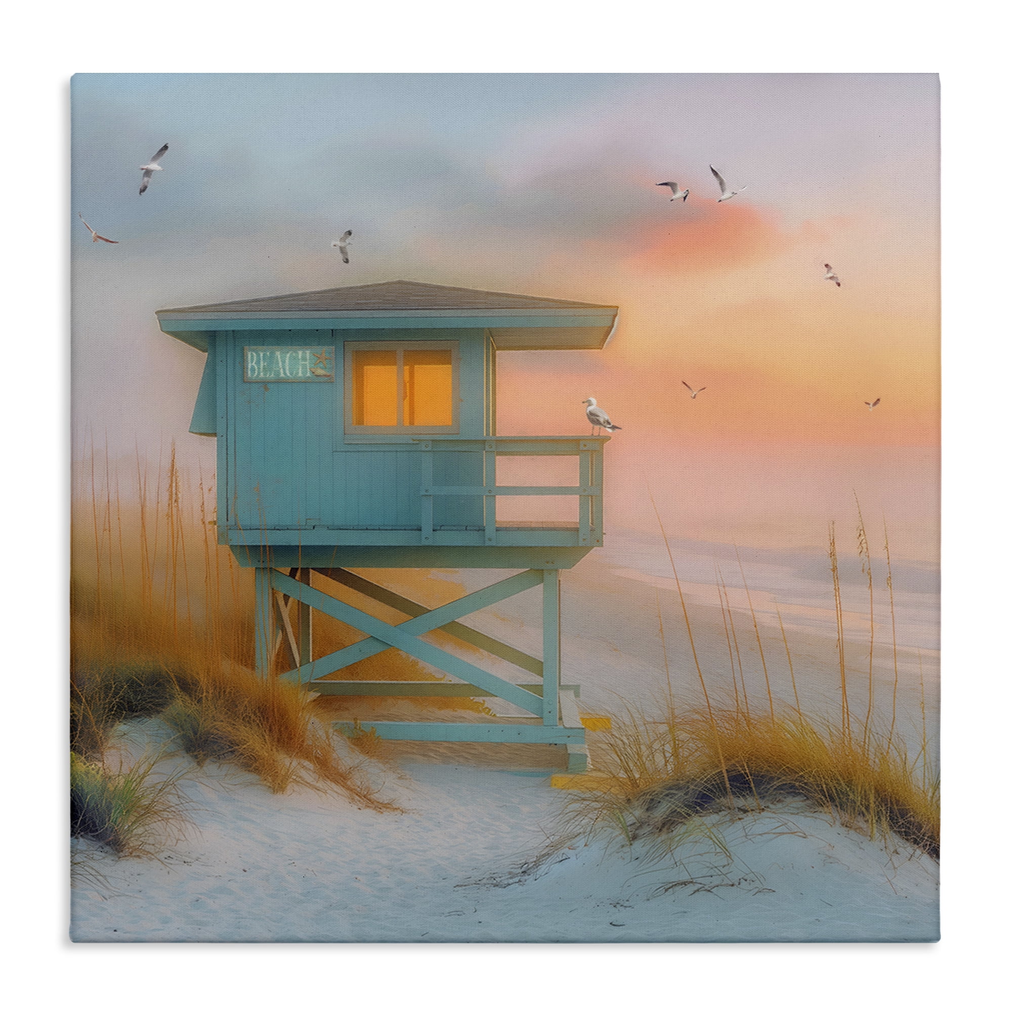 Stupell Industries Coastal Charm Beach Coastal Painting Gallery Wrapped Canvas Art Print Wall Art, 36 x 36