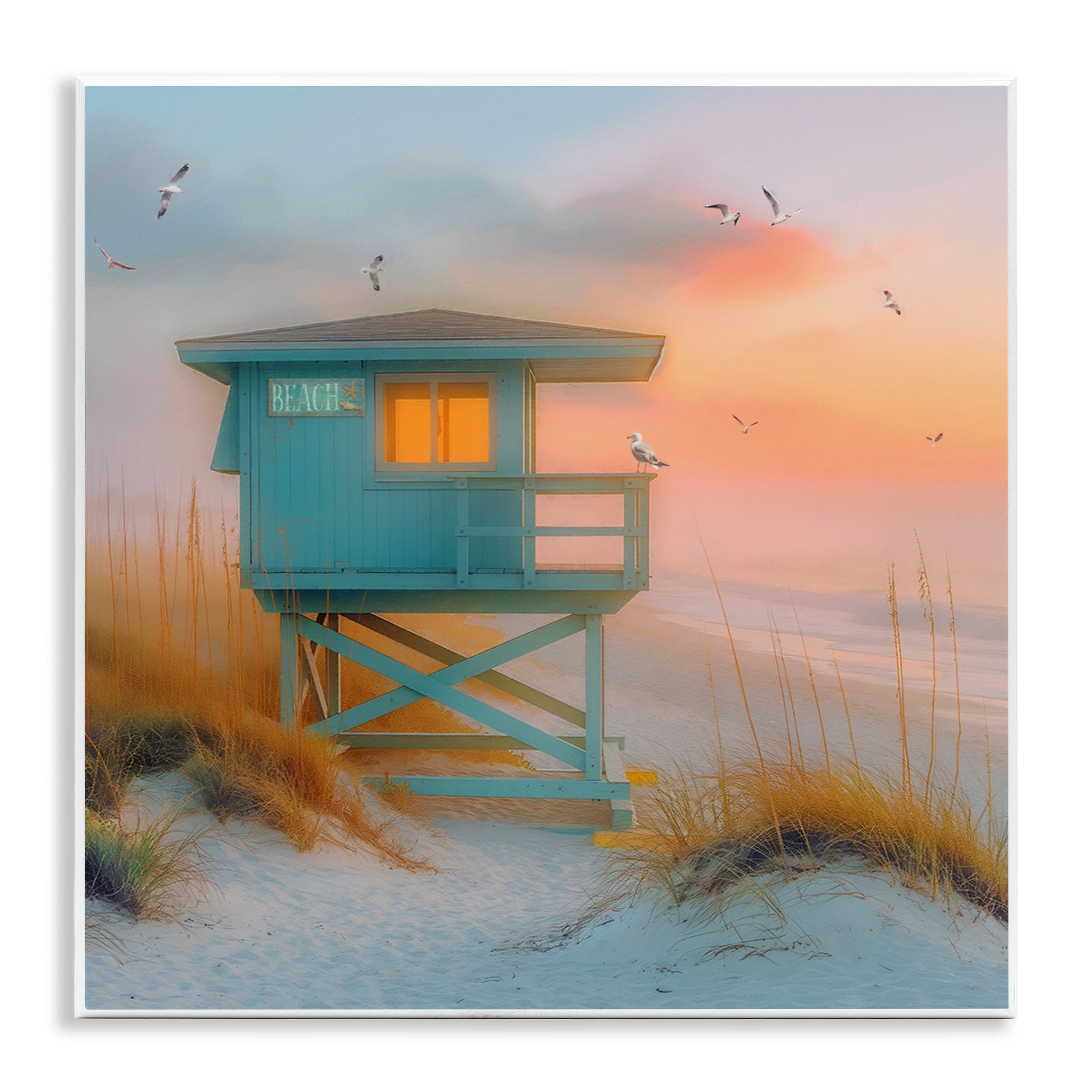 Stupell Industries Coastal Charm Beach Coastal Painting Unframed Art Print Wall Art, 12 x 12