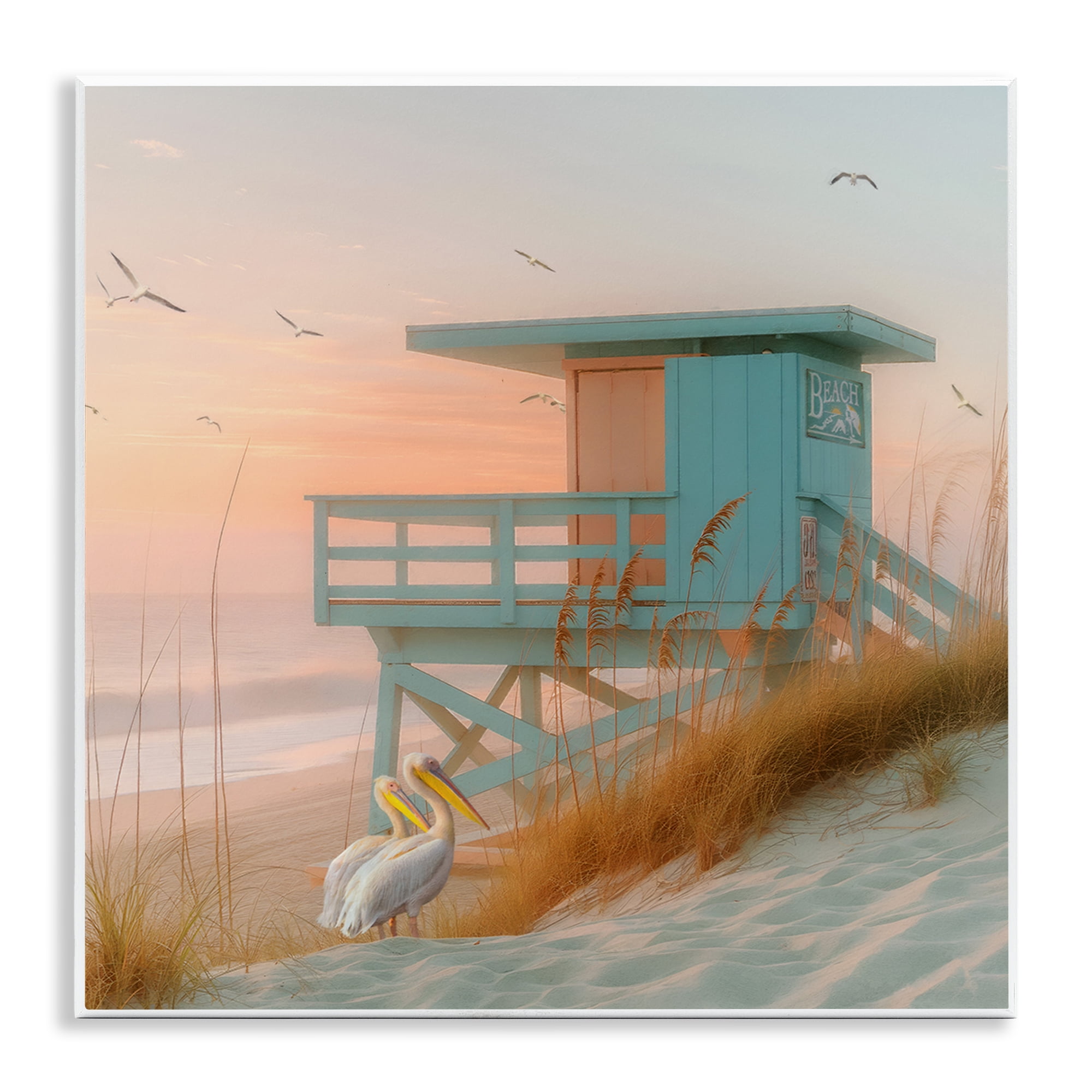 Stupell Industries Coastal Charm Beach Hut Coastal Painting Unframed Art Print Wall Art, 12 x 12