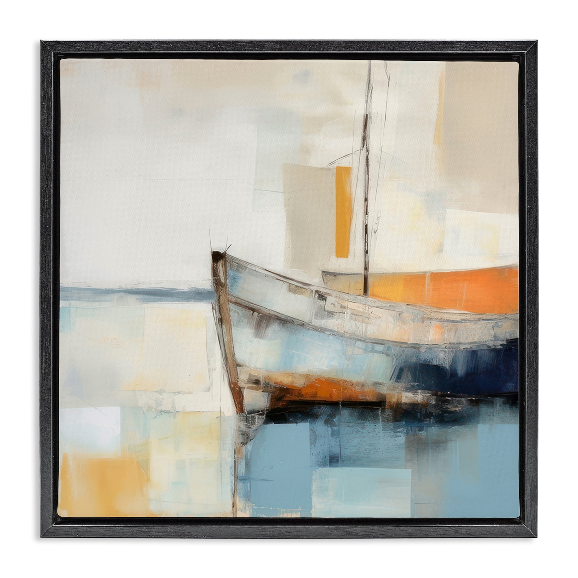 Stupell Industries Coastal Charm Expedition Nautical & Beach Painting Black Floater Framed Canvas Art Print Wall Art, 25 x 25