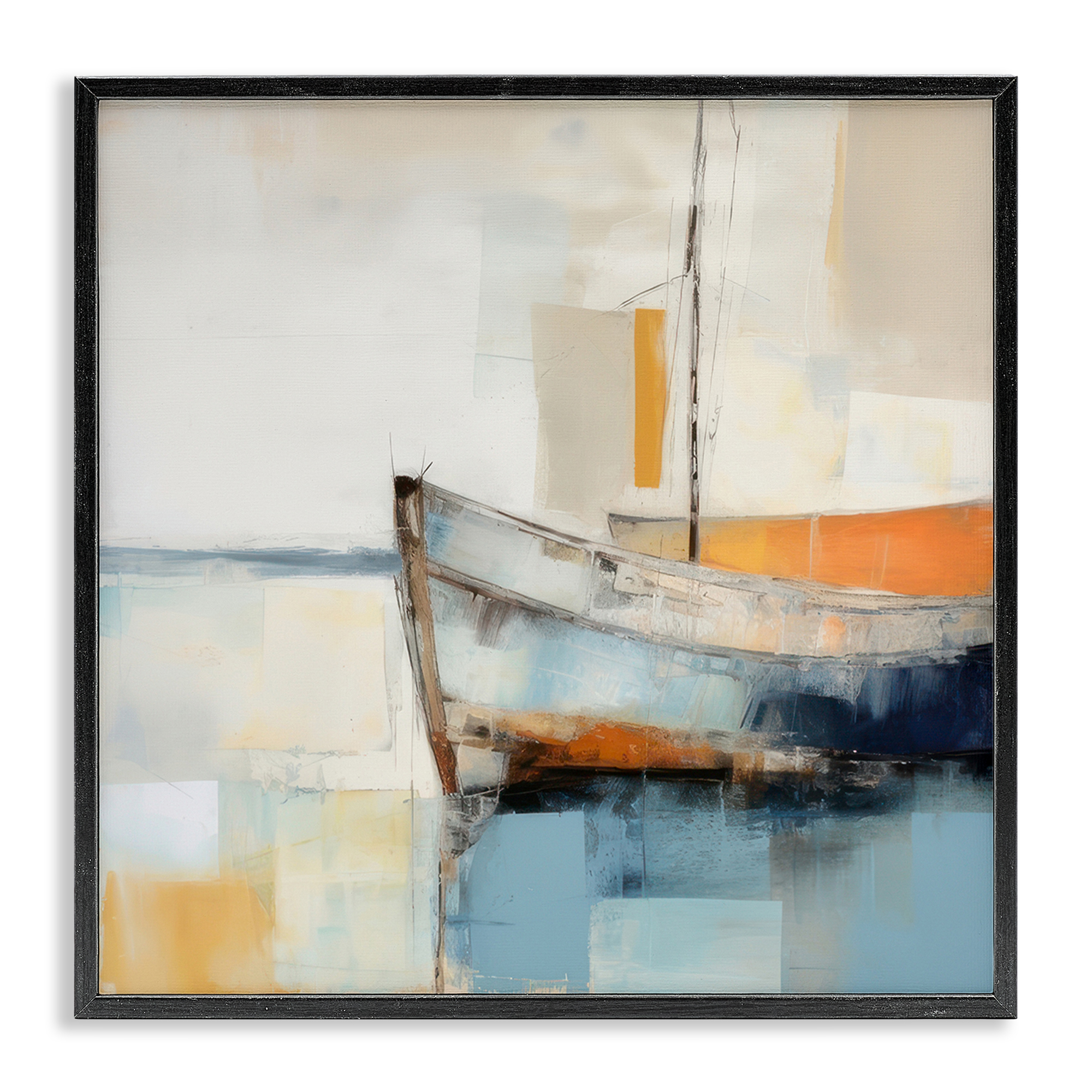 Stupell Industries Coastal Charm Expedition Nautical & Beach Painting Black Framed Art Print Wall Art, 12 x 12
