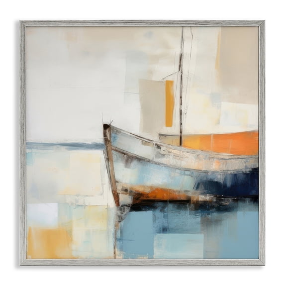 Stupell Industries Coastal Charm Expedition Nautical & Beach Painting Gray Framed Art Print Wall Art, 17 x 17