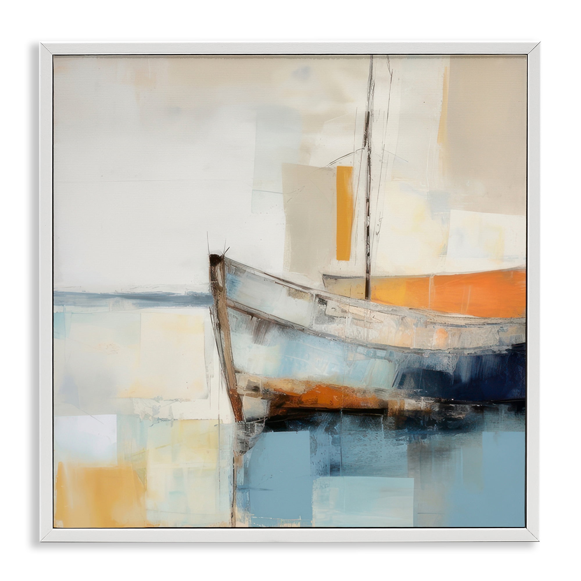 Stupell Industries Coastal Charm Expedition Nautical & Beach Painting White Framed Art Print Wall Art, 12 x 12
