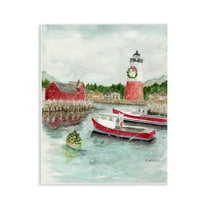 Stupell Industries Coastal Christmas Harbour Holiday Painting Unframed Art Print Wall Art, 11 x 14