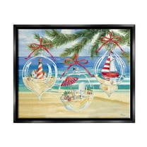 Stupell Industries Coastal Christmas Ornaments Holiday Painting Black Floater Framed Art Print Wall Art, 21 x 17