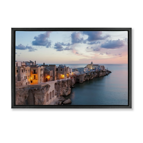 Stupell Industries Coastal City Architecture Cities & Countries Photography Black Floater Framed Canvas Art Print Wall Art, 25 x 17