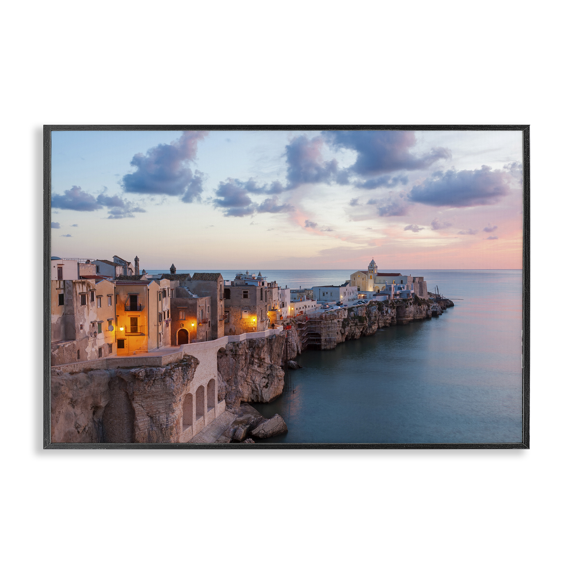 Stupell Industries Coastal City Architecture Cities & Countries Photography Black Framed Art Print Wall Art, 30 x 20