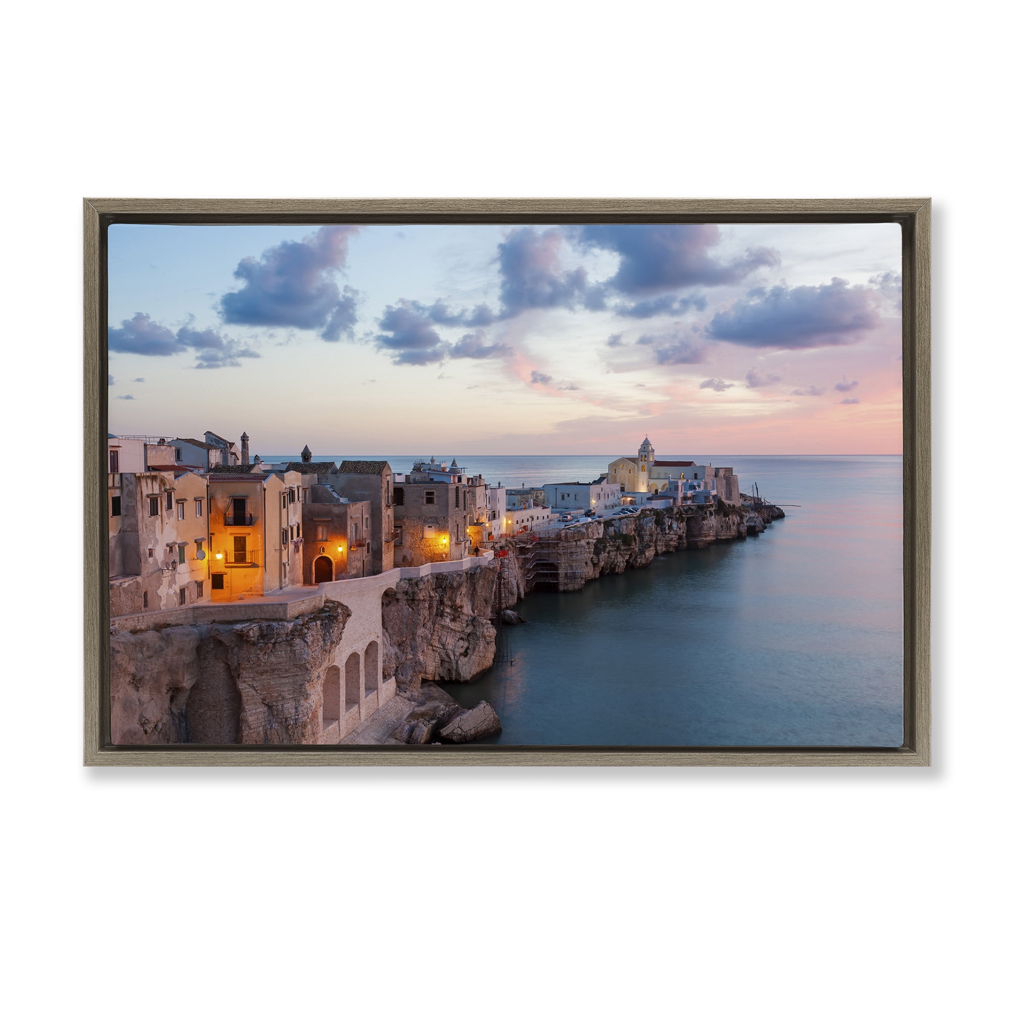 Stupell Industries Coastal City Architecture Cities & Countries Photography Brown Floater Framed Canvas Art Print Wall Art, 31 x 21