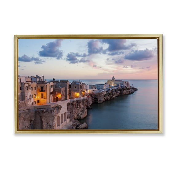 Stupell Industries Coastal City Architecture Cities & Countries Photography Gold Floater Framed Canvas Art Print Wall Art, 31 x 21