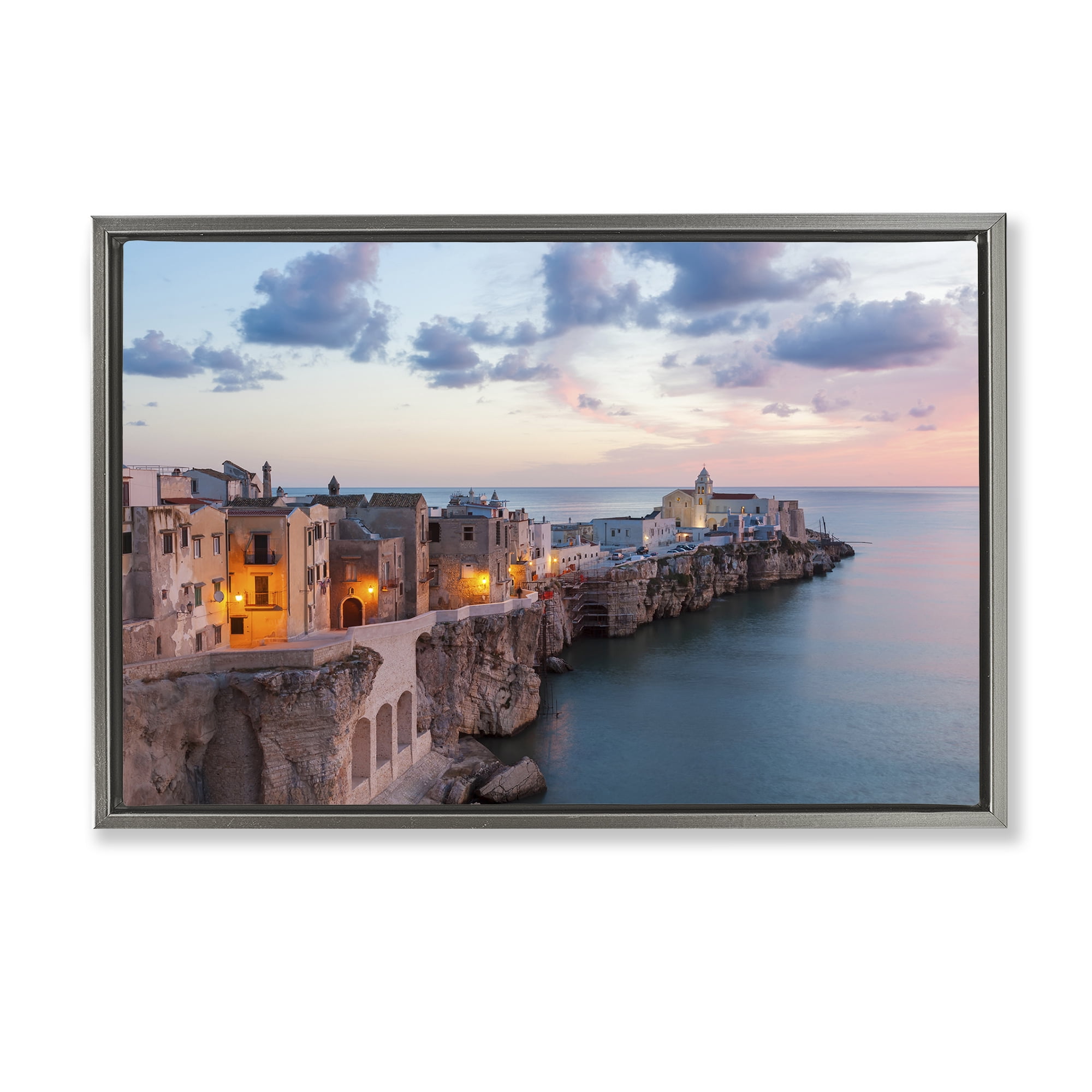 Stupell Industries Coastal City Architecture Cities & Countries Photography Gray Floater Framed Canvas Art Print Wall Art, 25 x 17