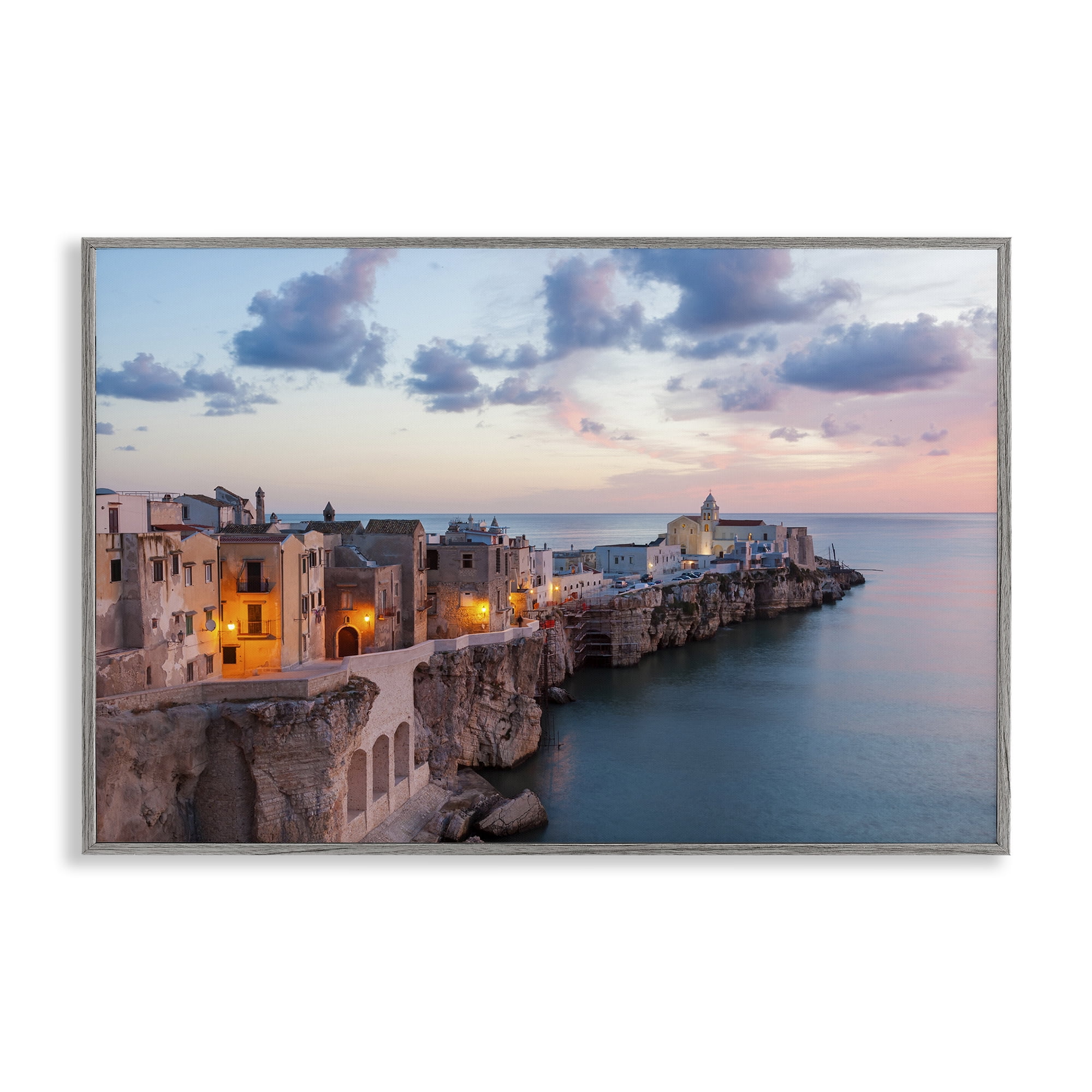 Stupell Industries Coastal City Architecture Cities & Countries Photography Gray Framed Art Print Wall Art, 18 x 12