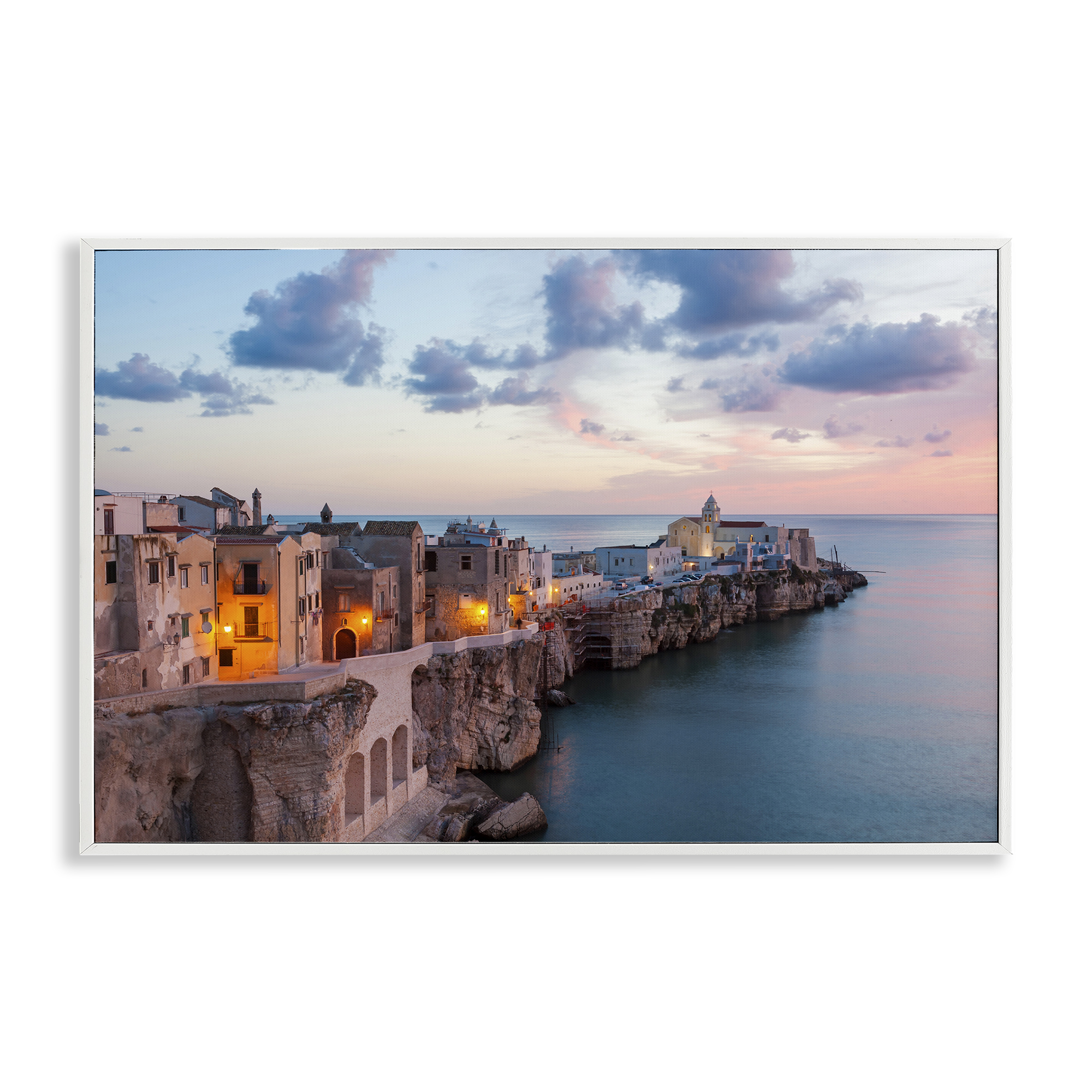 Stupell Industries Coastal City Architecture Cities & Countries Photography White Framed Art Print Wall Art, 24 x 16