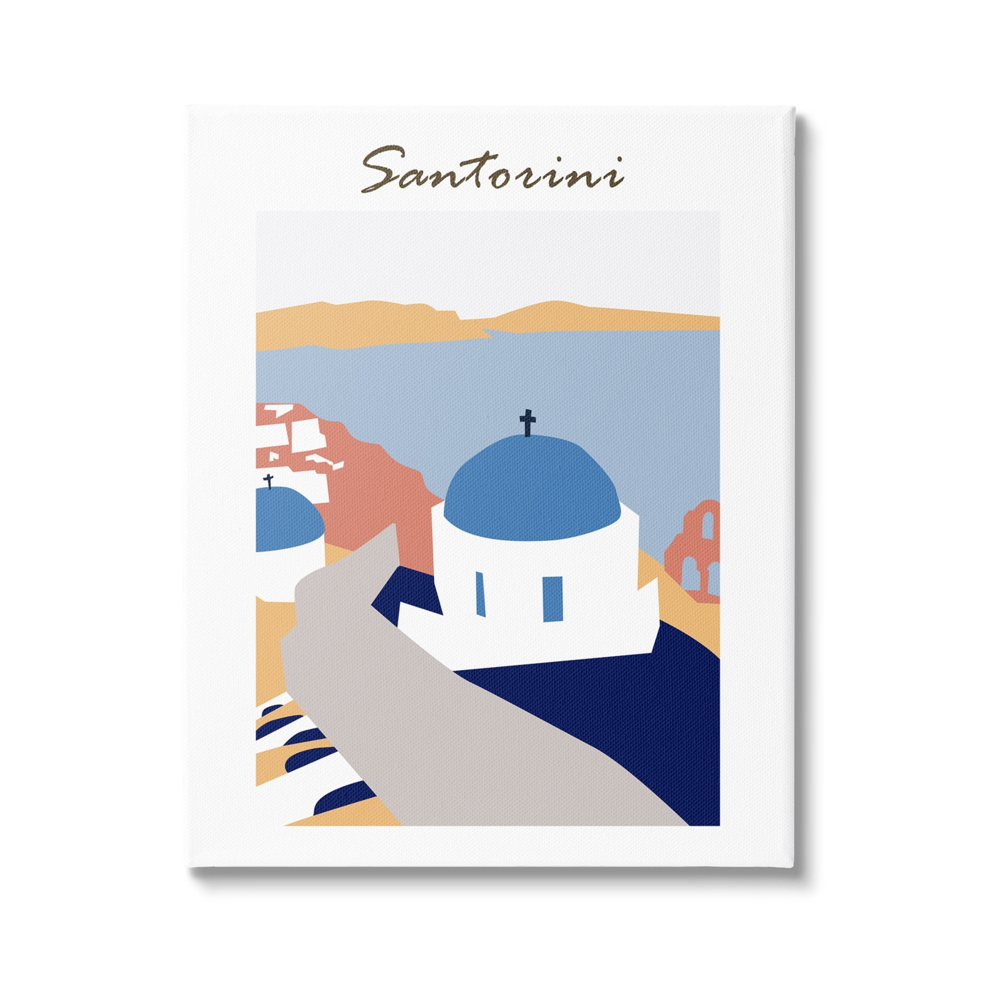 Stupell Industries Coastal Cliff Town Santorini Minimalistic Travel Illustration ,16 x 20, Design by Melissa Wang