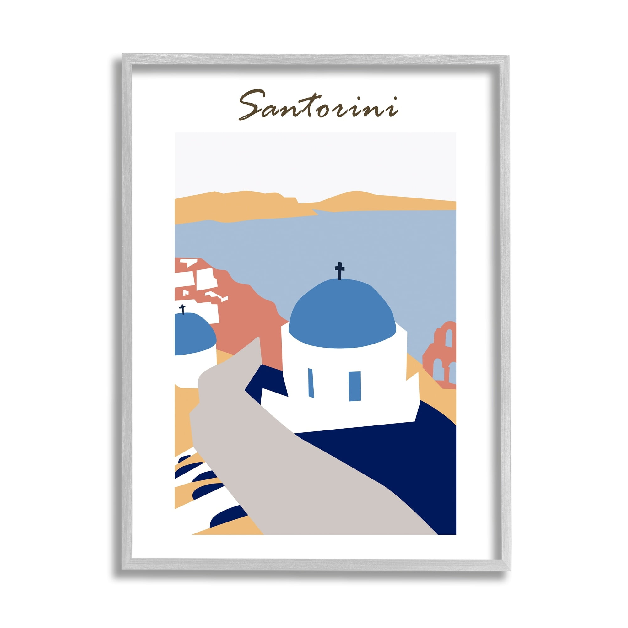 Stupell Industries Coastal Cliff Town Santorini Minimalistic Travel Illustration ,24 x 30, Design by Melissa Wang